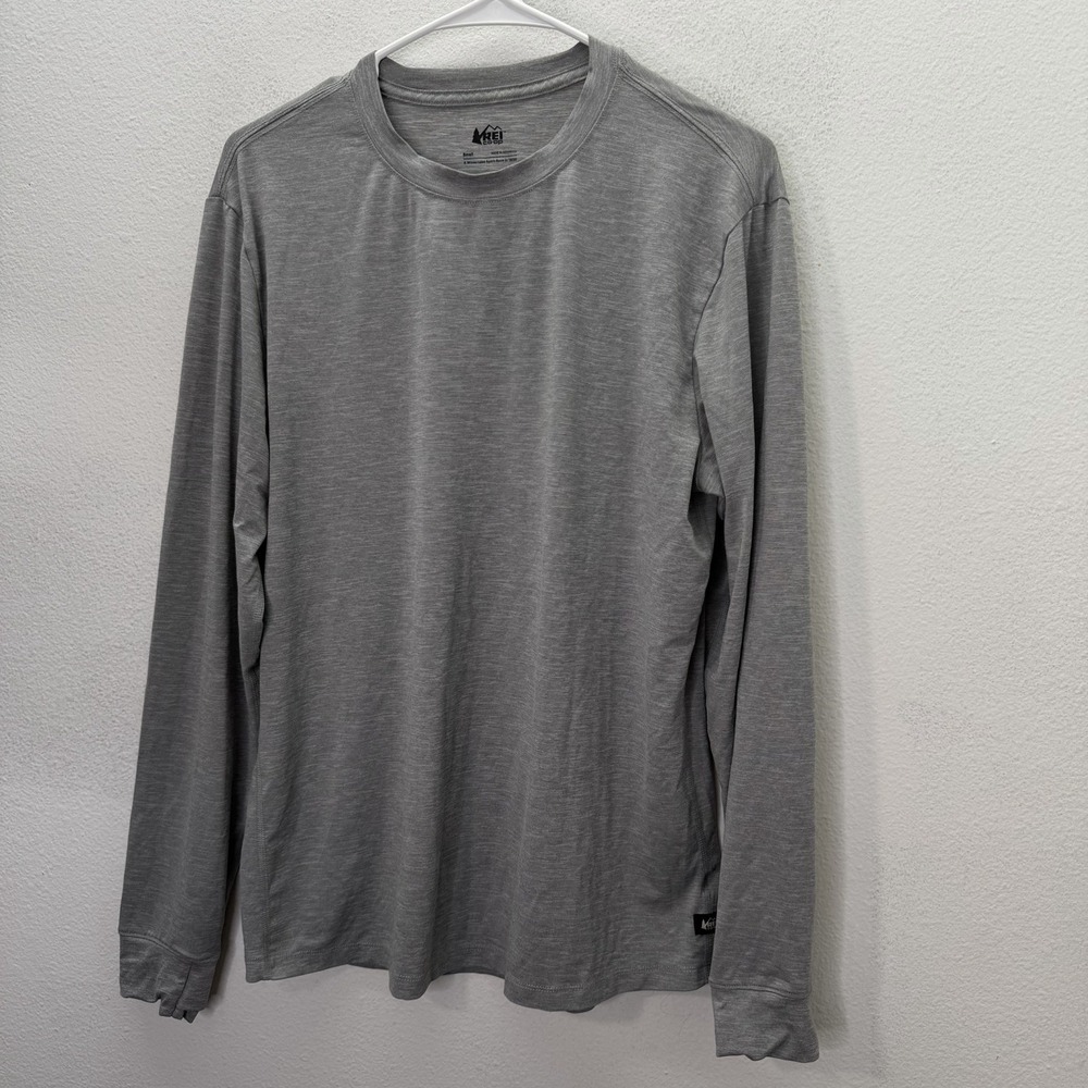 REI Coop T-Shirt Men's S Gray Long Sleeve Performance Stretch Outdoors Fishing